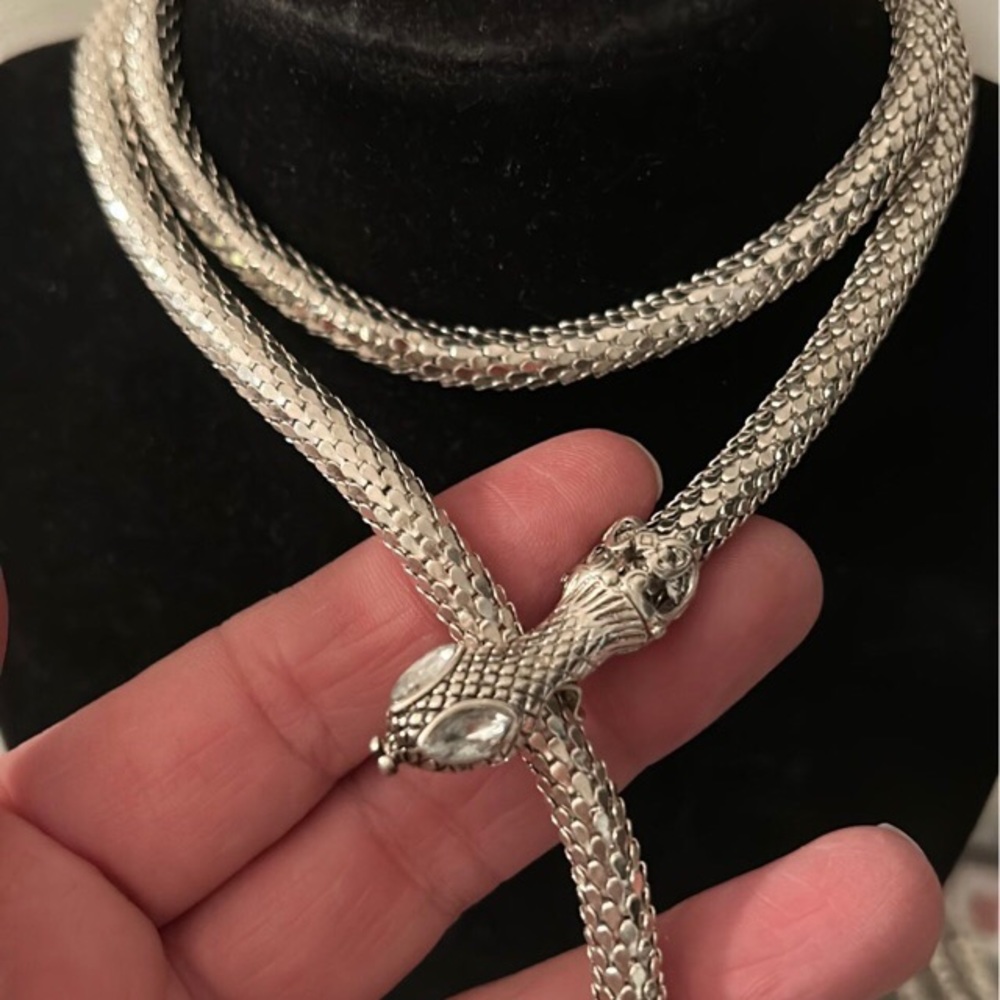 Silvertone Snake Necklace NWT - Picture 7 of 11